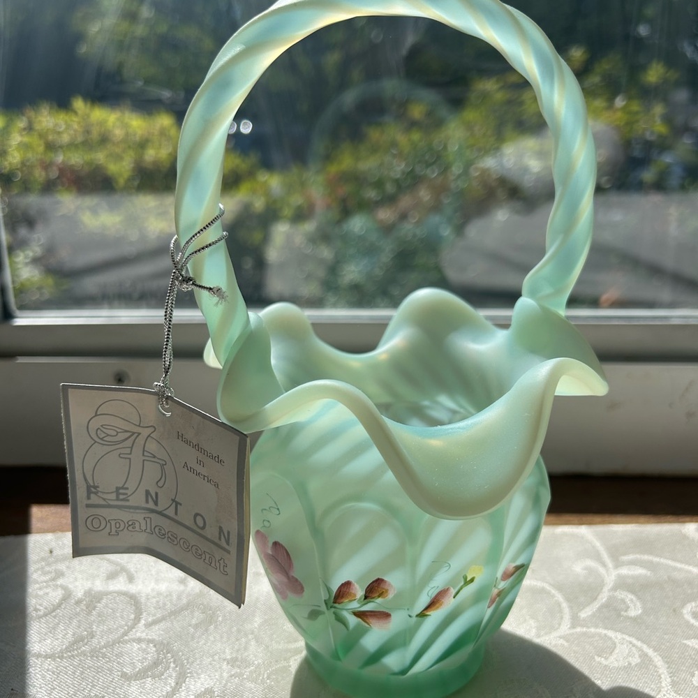 Fenton Opalescent Glass Basket